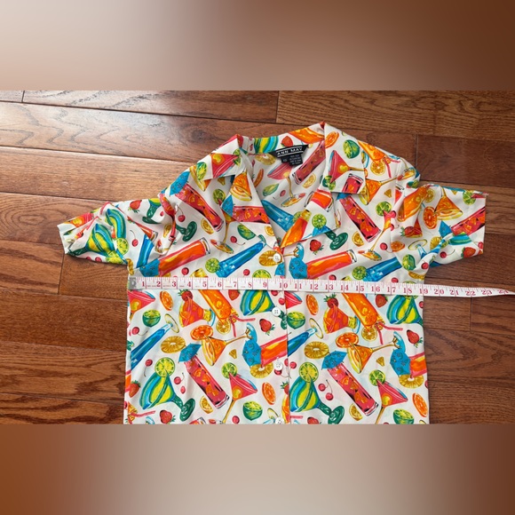 VTG 80s Ann May Silk Blouse Cocktail Button Up Short Sleeve Sz XS - Picture 9 of 11